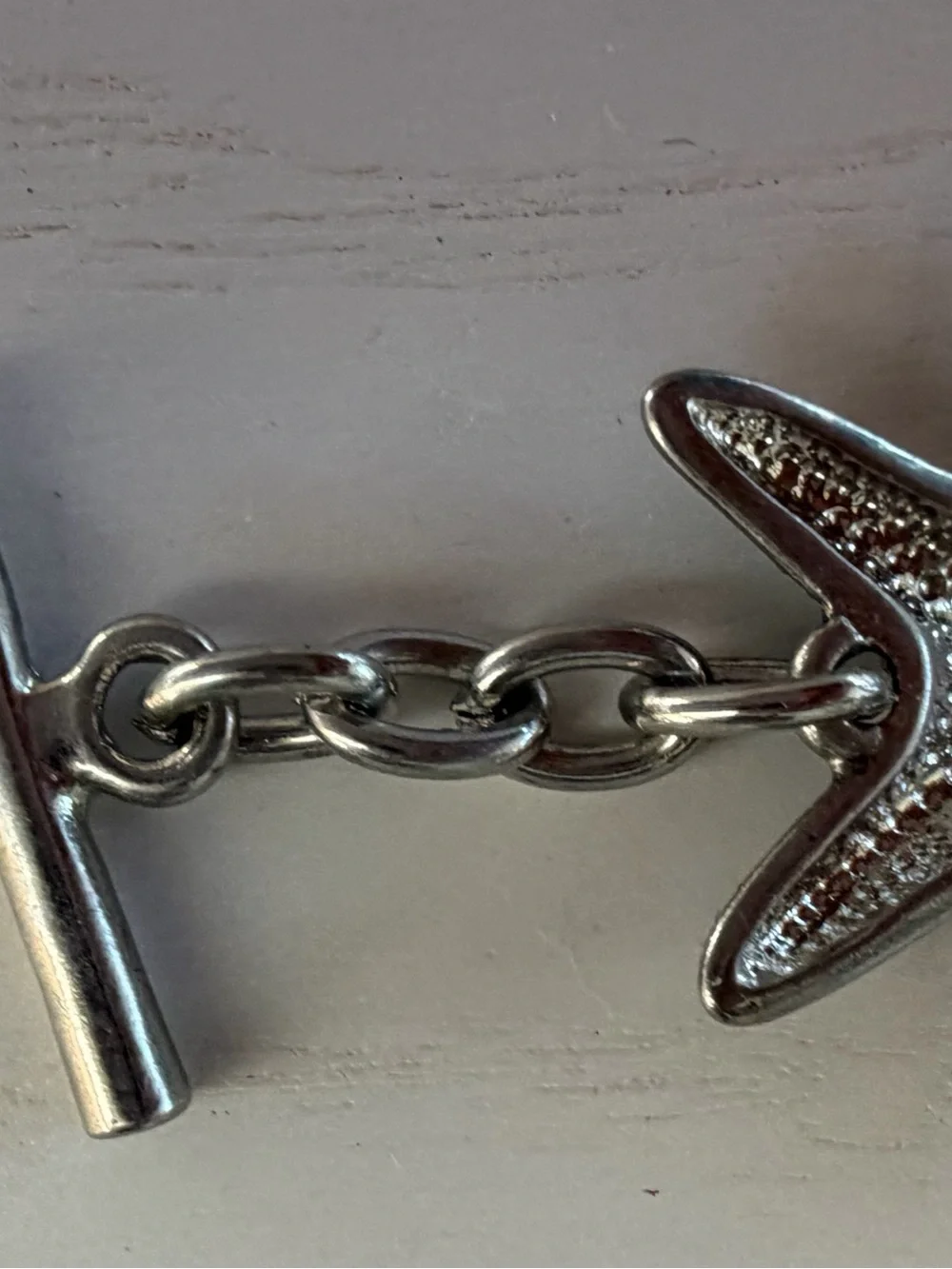 Starfish Link Bracelet in Antique Silver Tone